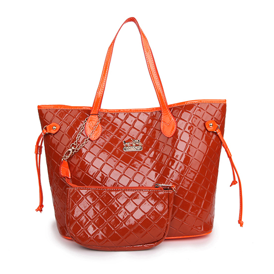 Coach Rhombus Medium Orange Totes AWK | Women - Click Image to Close